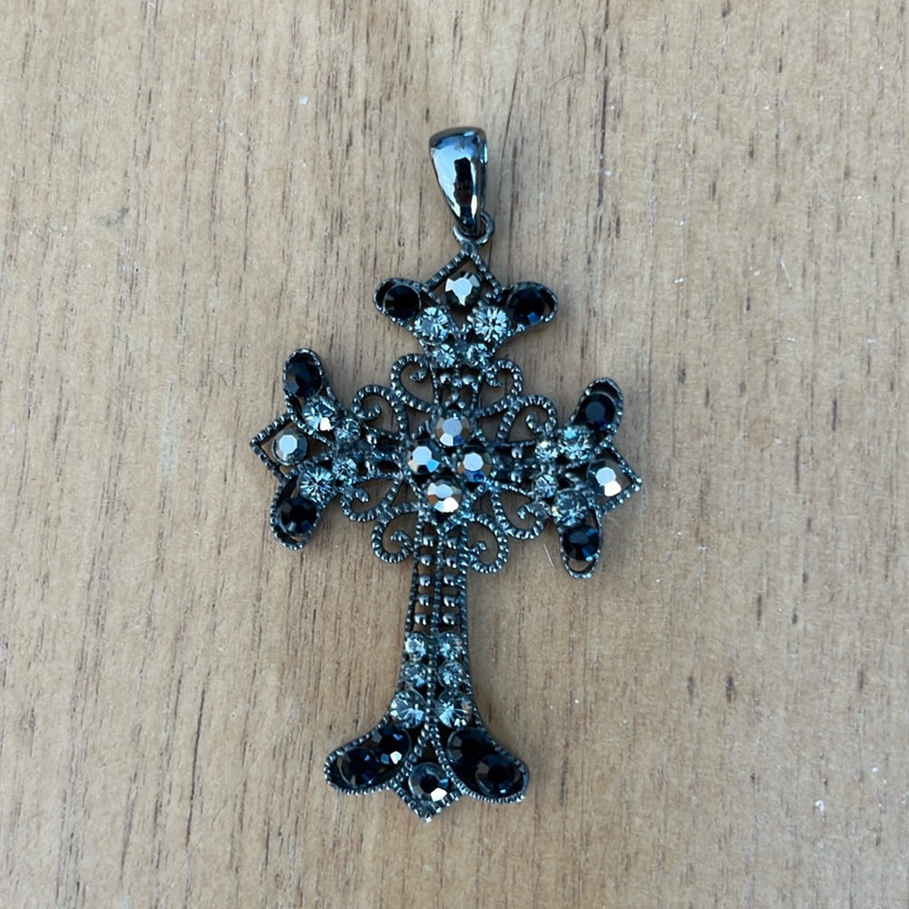 Black Rhinestone Cross 2”